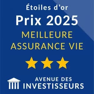 Prix Étoiles d'or du Prix 2025 de la Meilleure Assurance Vie pour Linxea Spirit 2, décerné par Avenue des Investisseurs