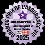 Trophée 2025 des meilleurs contrats d'assurance vie décerné à Linxea Spirit 2 sur la catégorie multisupports par le magazine Vivre mieux votre argent