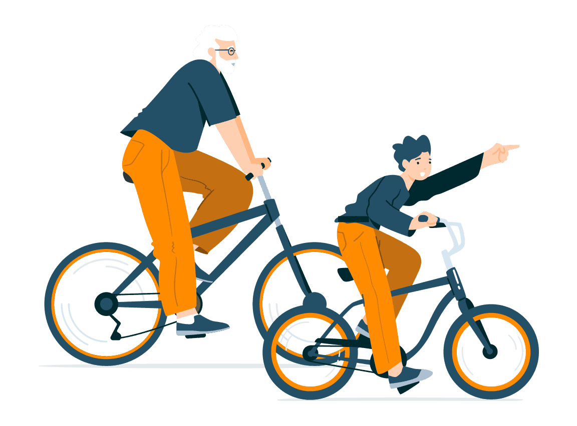 Visuel illustrant deux personnes sur des vélos